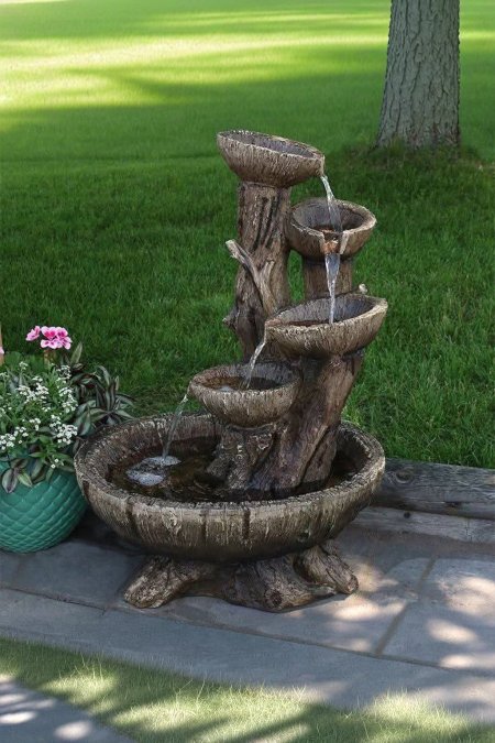 🌳 نافورة جذع الشجرة المتدرجة